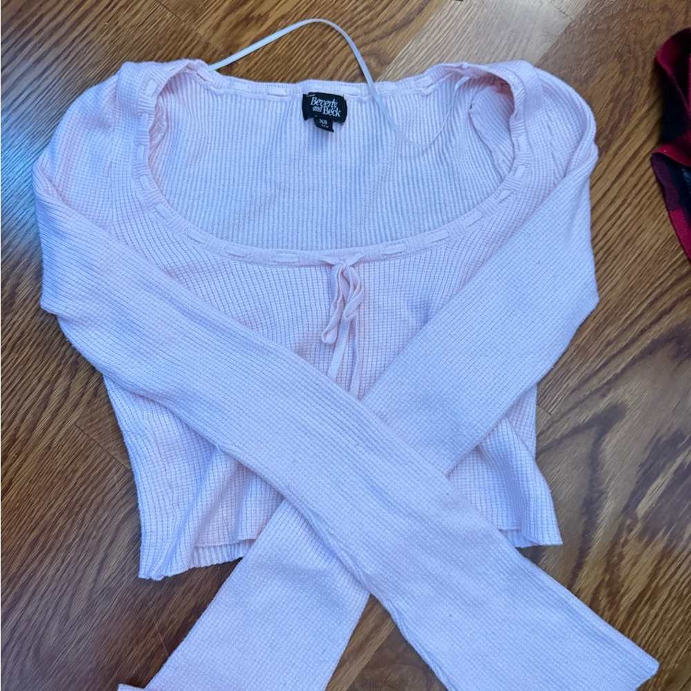 Light Pink Ribbed Long Sleeve Top
